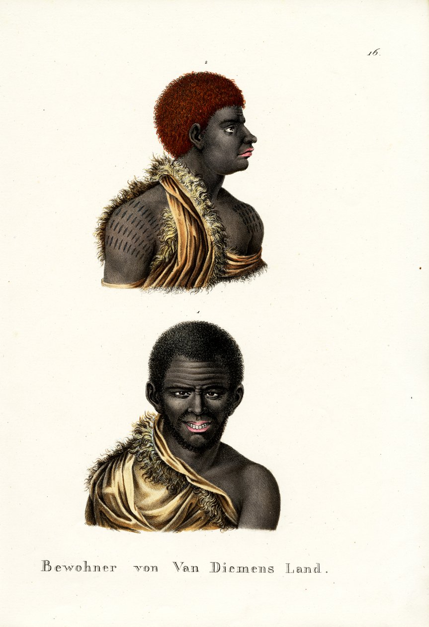 Tasmańscy Aborygeni - Ziemia Van Diemena, 1824 autorstwa Karl Joseph Brodtmann