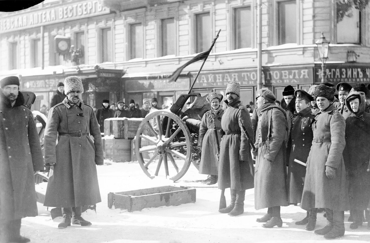 Barykady na Liteiniy Prospekt, Sankt Petersburg, luty 1917 autorstwa Karl Karlovich Bulla