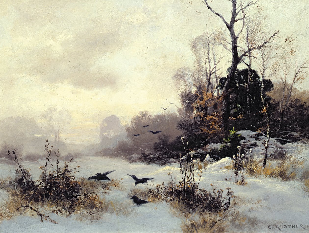 Wrony w zimowym krajobrazie, 1907 autorstwa Karl Kustner