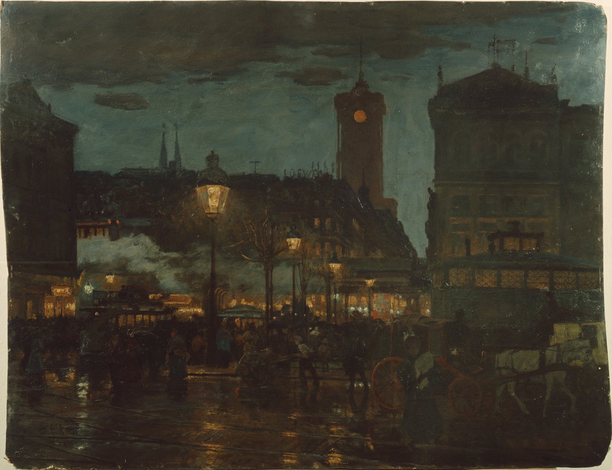 Plac Aleksandra, Berlin, nocą, 1895 autorstwa Karl Langhammer