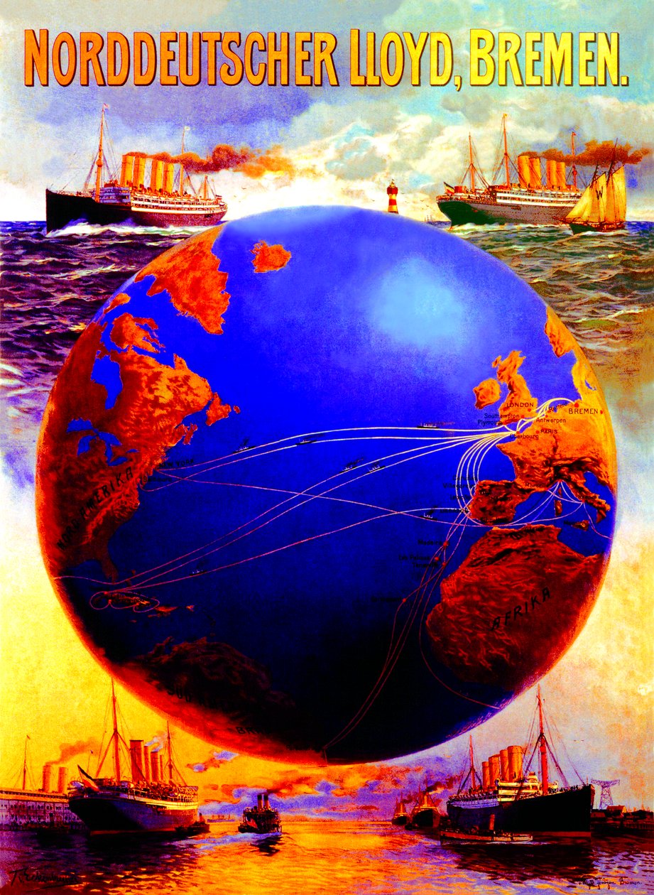 Plakat reklamujący North German Lloyd Line, 1907 r. autorstwa Karl Paul Themistocles von Eckenbrecher