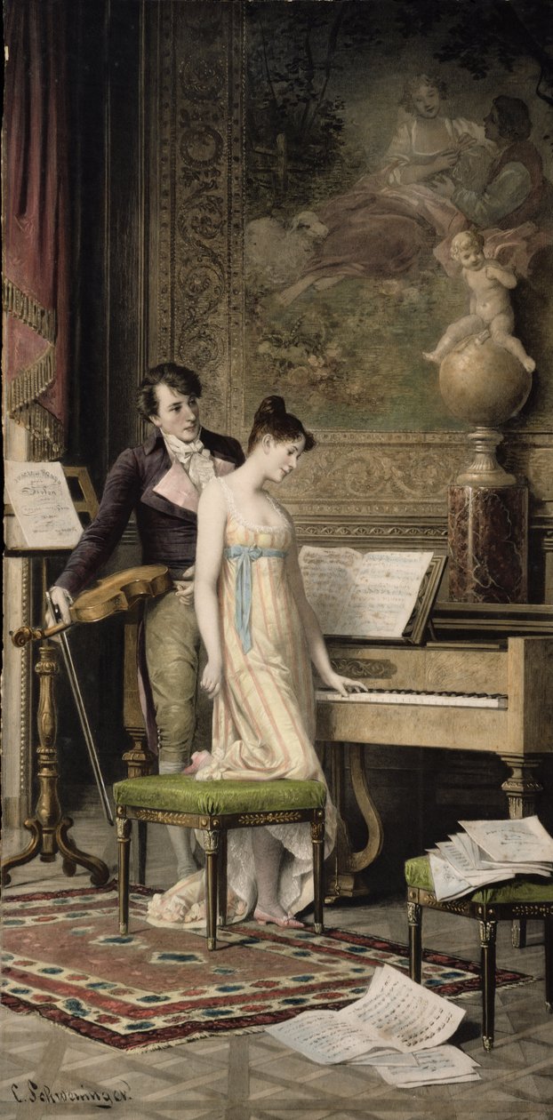 Duet (mezzotinta) autorstwa Karl the Elder Schweninger