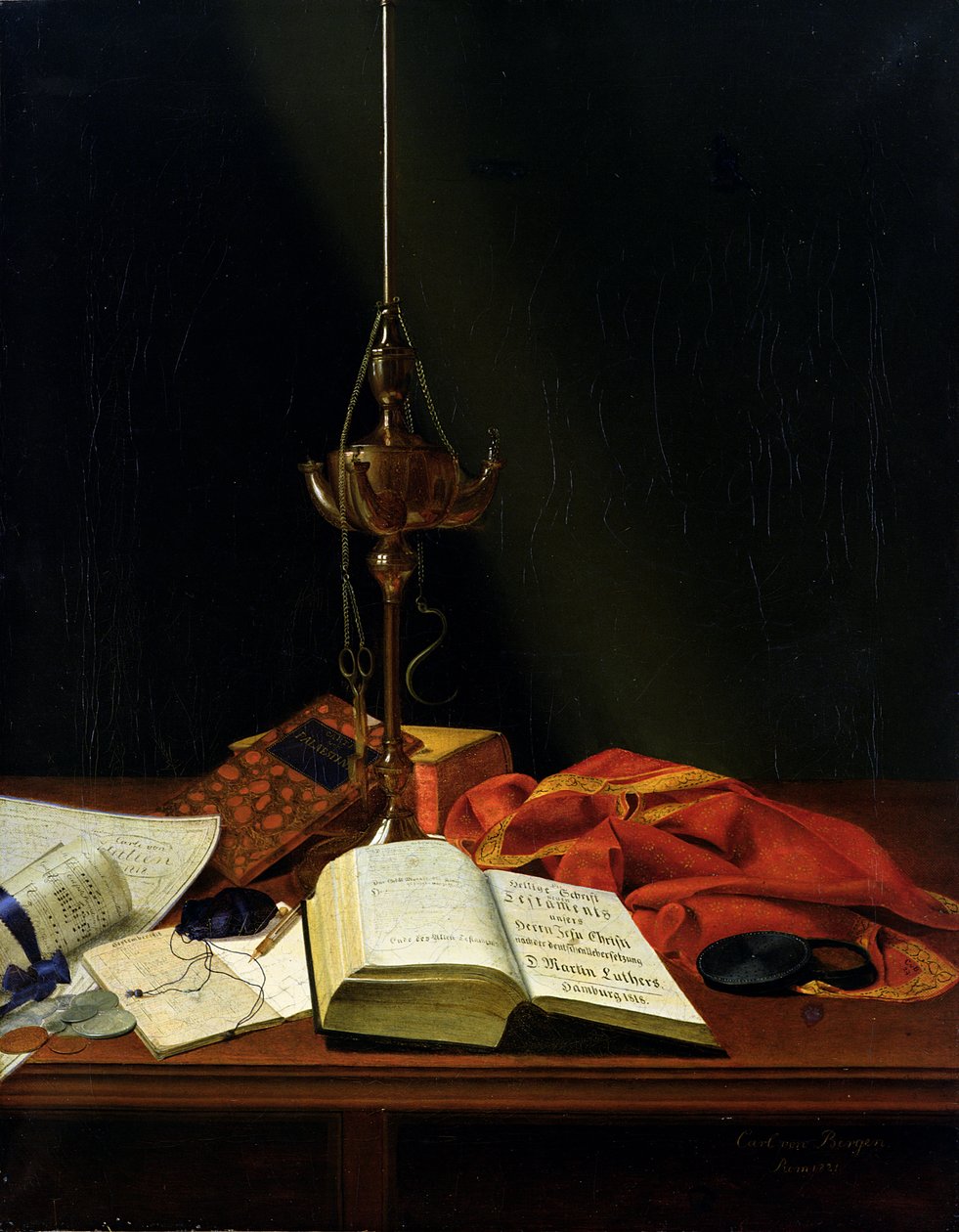 Martwa natura z Biblią, 1821 autorstwa Karl von Bergen