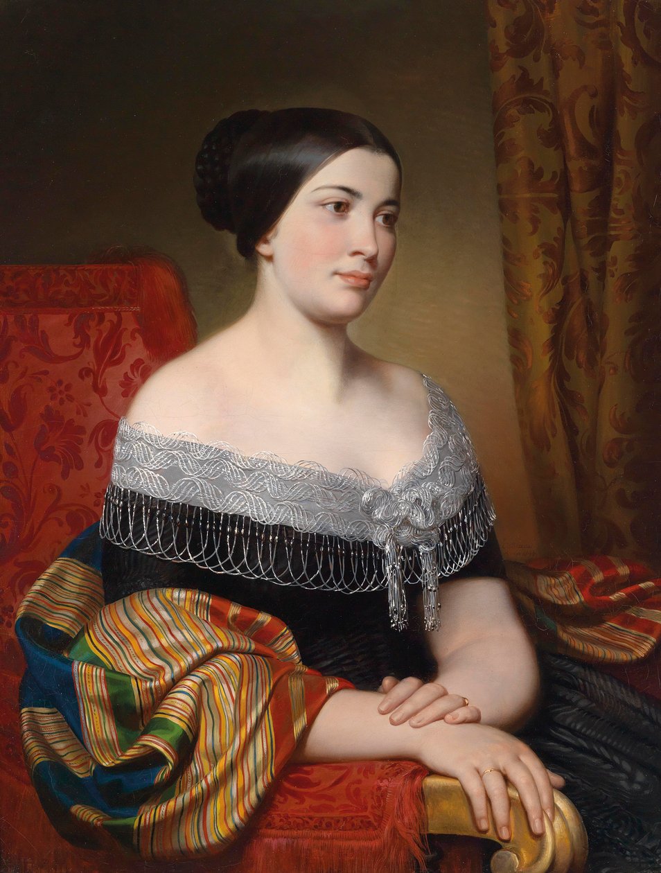 Portret damy i portret mężczyzny, w tle rzymska Kampania autorstwa Karl von Blaas