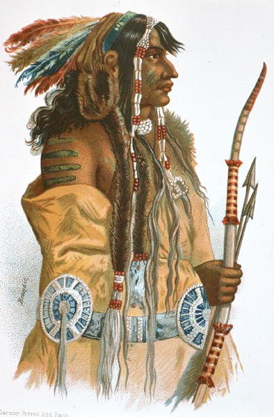 Indianin Mandan, c.1833-34 (kolor lito) autorstwa Karl (after) Bodmer