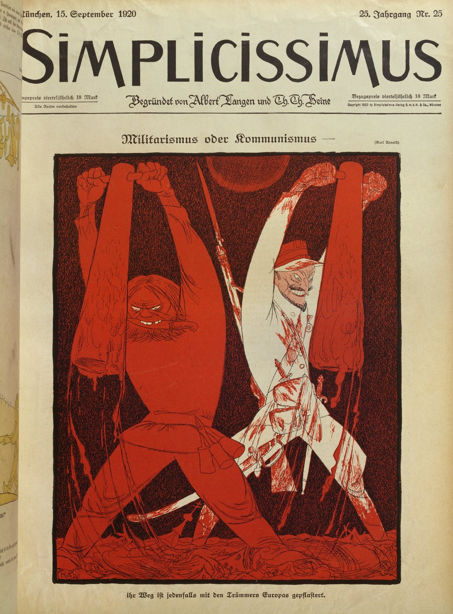 Militaryzm czy komunizm, ilustracja na okładce "Simplicissimus autorstwa Karl Arnold