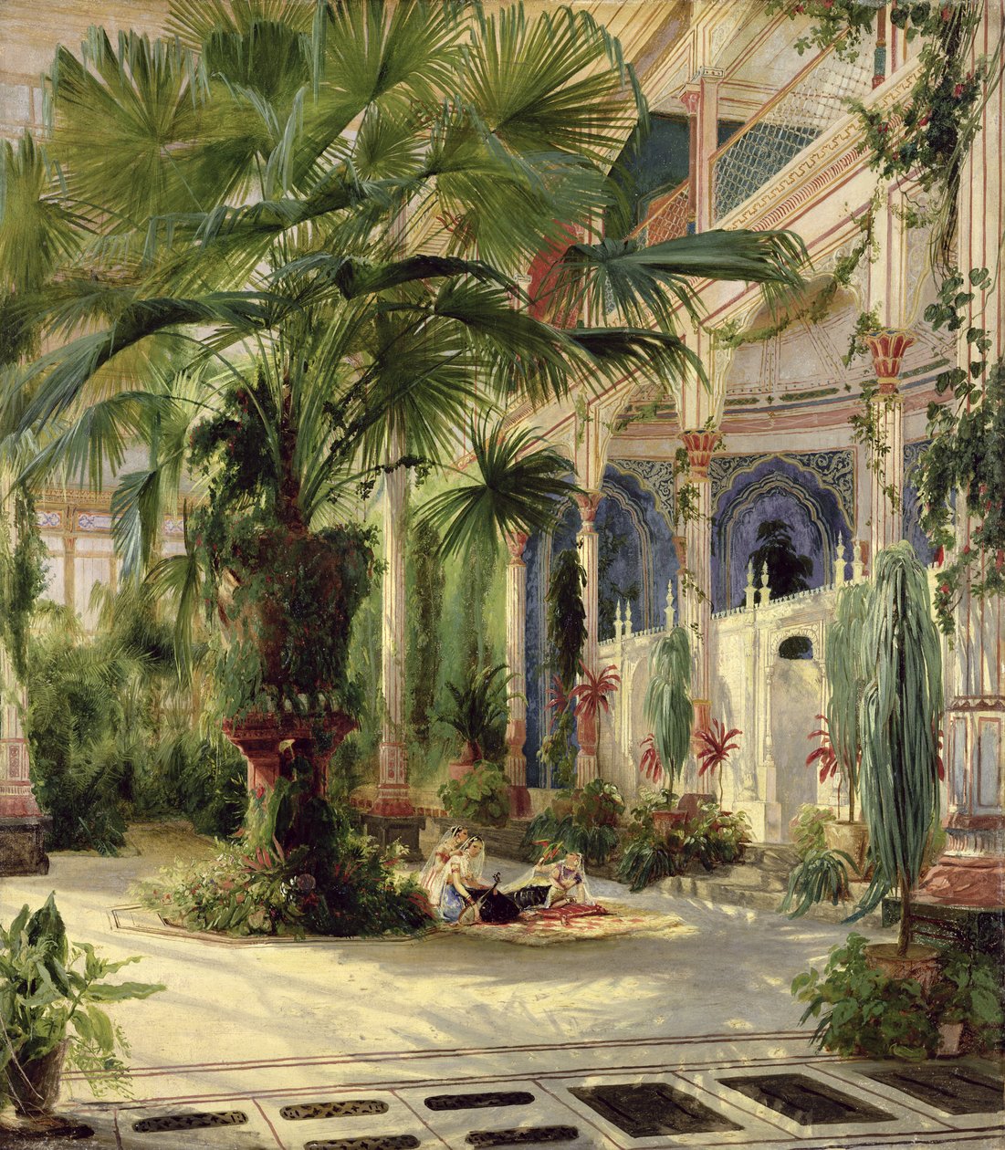 Wnętrze palmiarni w Poczdamie, 1833 (papier na płótnie) autorstwa Carl Blechen