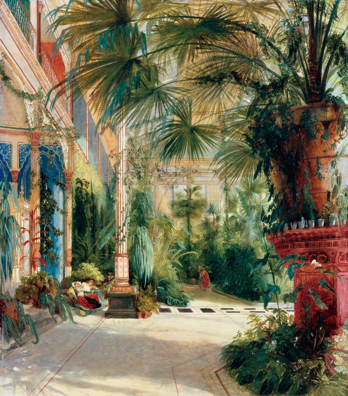 „Serre a palmiers” (Wnętrze palmiarni) Peinture de Carl Blechen (1798-1840) Olej na papierze 1832-1833 Wymiary 64x56 cm Staatliche Museen, Berlin autorstwa Carl Blechen