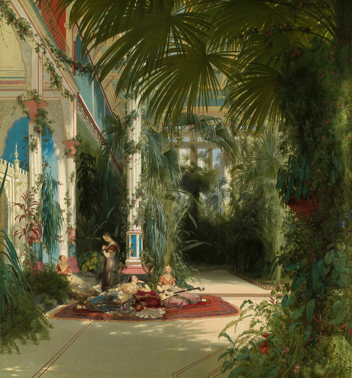 Wnętrze palmiarni na wysepce Pfaueninsel koło Poczdamu, 1834 r. autorstwa Carl Blechen