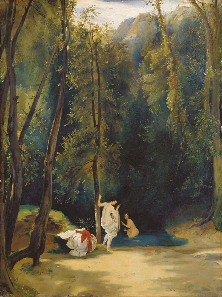 Kobiety kąpiące się w parku Terni, ok. 1828-29 (olej na płótnie) autorstwa Karl Blechen