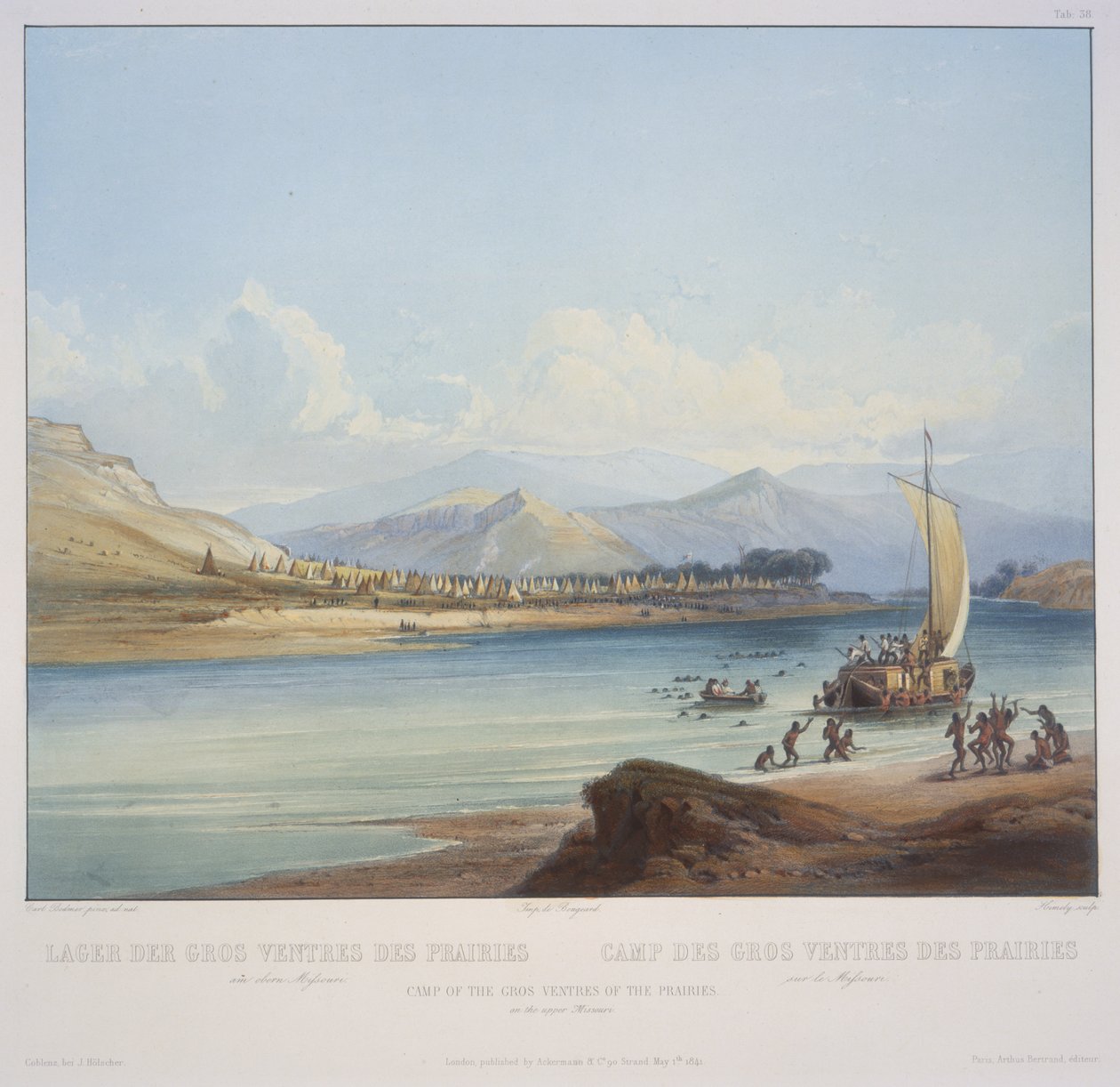 Obóz Gros Ventres of the Prairies w Upper Missouri autorstwa Karl Bodmer