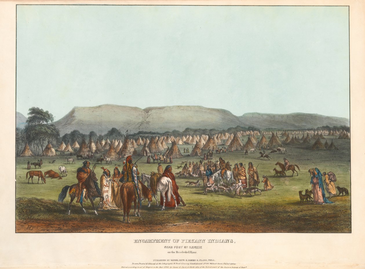 Obóz Indian Piegan autorstwa Karl Bodmer