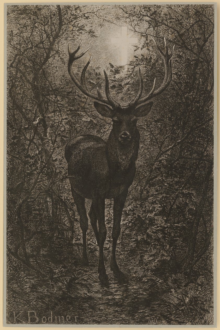 Jeleń św. Huberta autorstwa Karl Bodmer