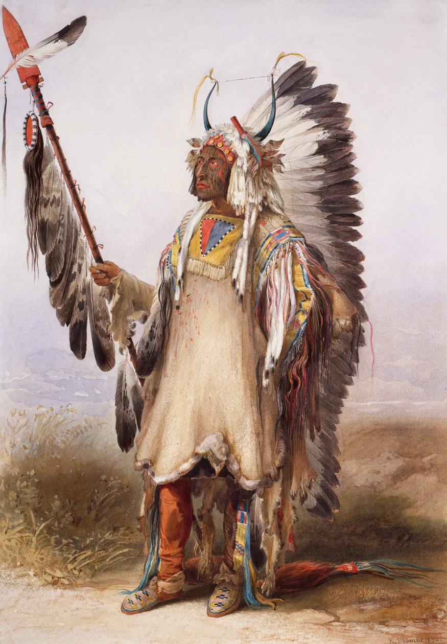 Mató-Tópe, Wódz Mandan autorstwa Karl Bodmer