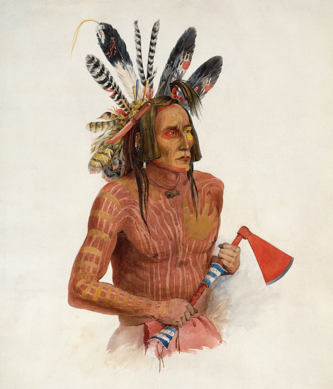 Mato-Tope, ozdobiony insygniami swoich wojowniczych czynów autorstwa Karl Bodmer