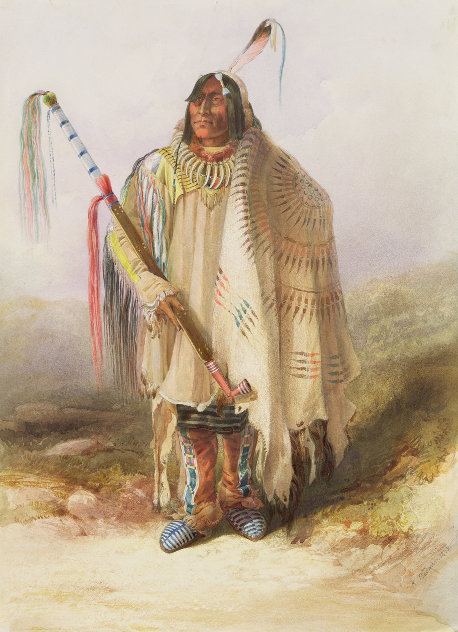 Pehriska-Ruhpa, wojownik Hidatsa autorstwa Karl Bodmer