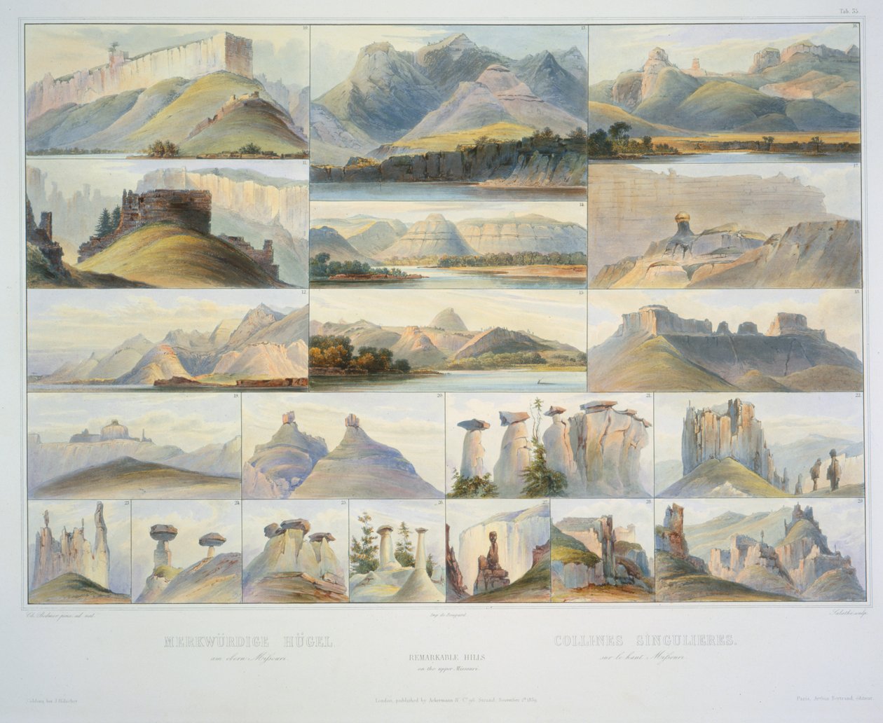 Niezwykłe wzgórza w Upper Missouri autorstwa Karl Bodmer