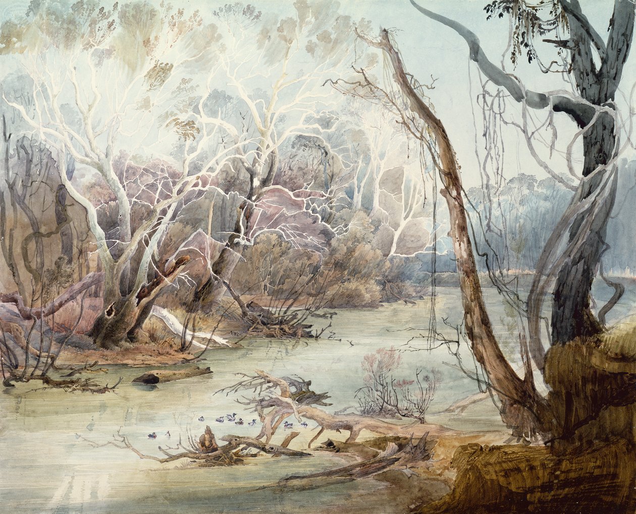 Rzeka Fox w pobliżu New Harmony, Indiana autorstwa Karl Bodmer