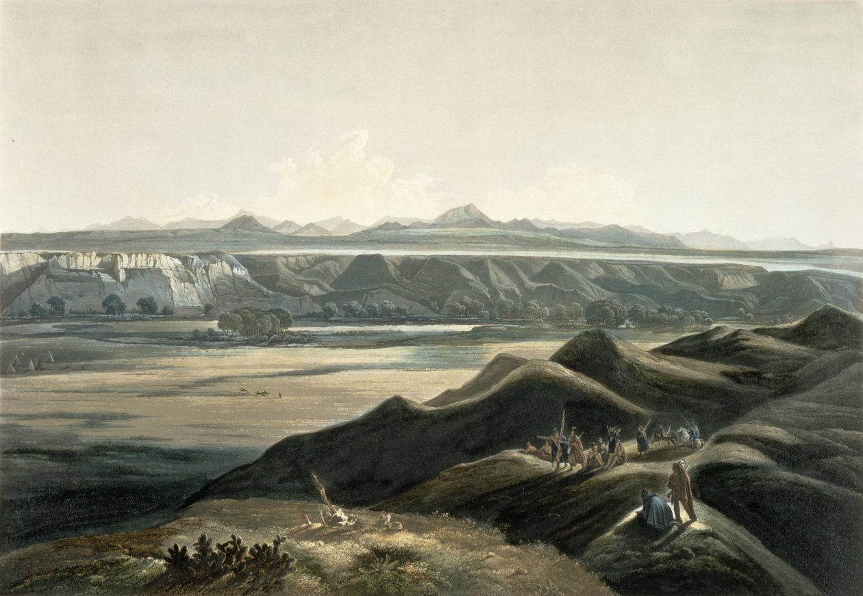 Widok Gór Skalistych, tablica 44 z tomu 2 "Podróży po wnętrzu Ameryki Północnej", rytował Sigismond Himely (1801-72) 1844 (akwatinta) autorstwa Karl Bodmer