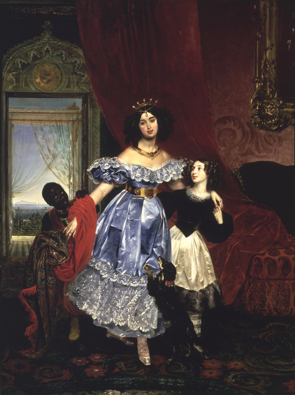 Portret hrabiny Samoilovej z (Giovaniną) Amazilią Pacini i czarnym chłopcem autorstwa Karl Bryullov