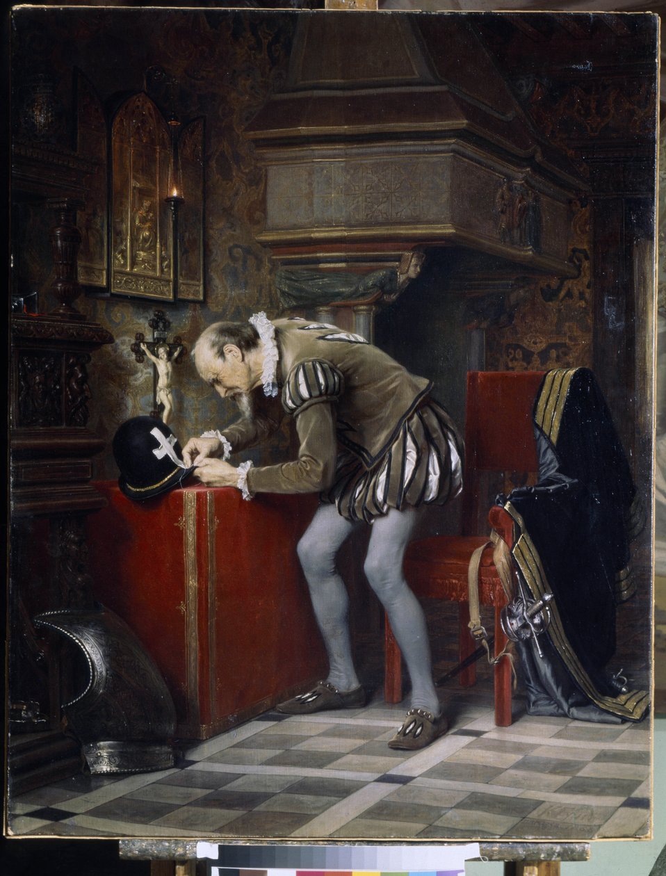 W przeddzień nocy św. Bartłomieja - Pistolet (Hun), Karl Fiodorowicz (1830-1877) - 1868 - Olej na płótnie - 115x89,5 - Państwowe Muzeum Rosyjskie w Petersburgu autorstwa Karl Fedorovic Gun