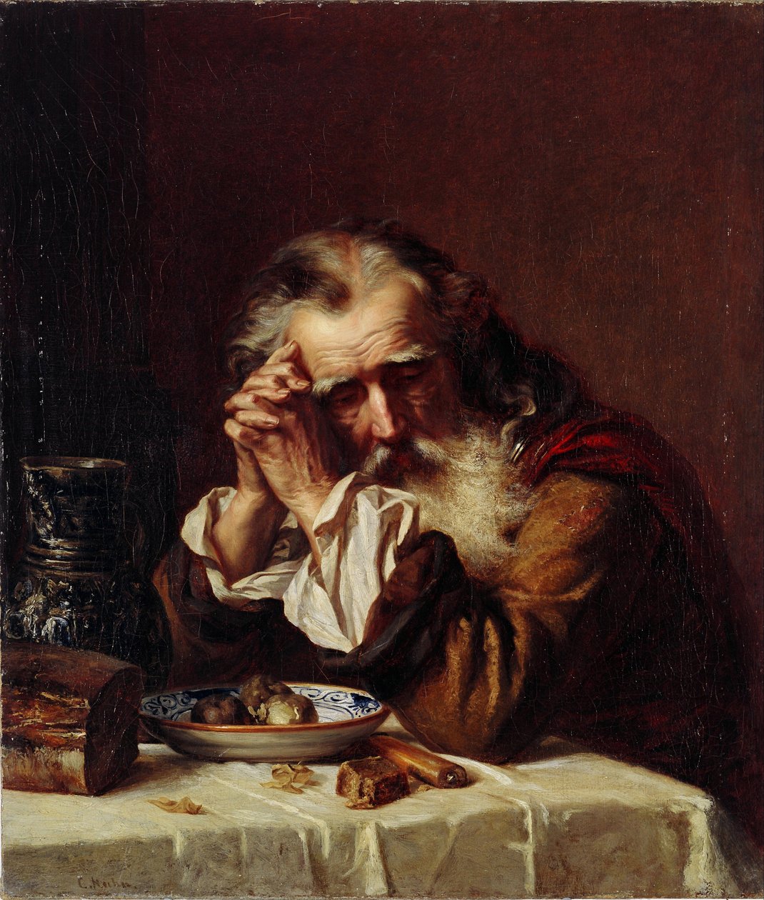 ""Głowa starego człowieka" Obraz Karla Fiodorowicza Gun (Ghun, Hun, Huhn) (1830-1877) 1872 - Olej na płótnie, wym. 55,5x49,5 cm Państwowe Muzeum Sztuki Republiki Łotewskiej, Ryga autorstwa Karl Fedorovic Gun