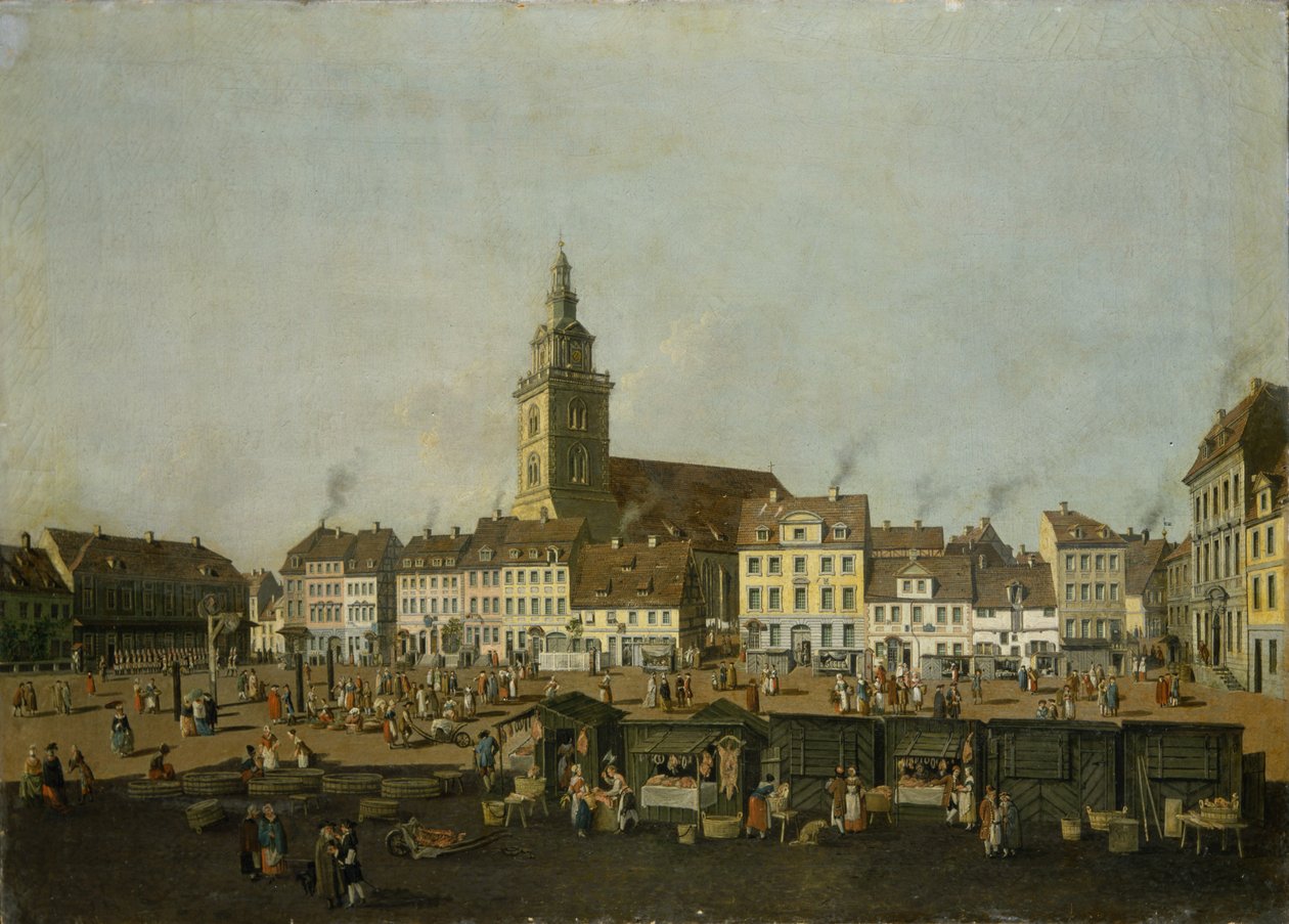 Widok na Neue Markt z kościołem Mariackim, Berlin, ok. 1770 autorstwa Karl Friedrich Fechhelm