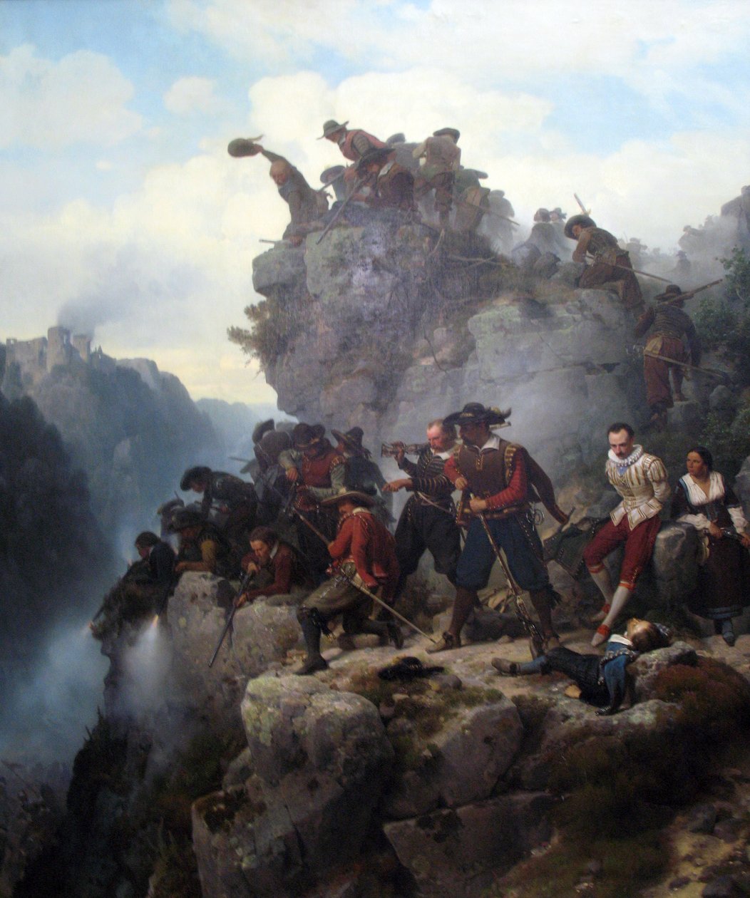 Strzelcy broniący przepustki autorstwa Carl Friedrich Lessing