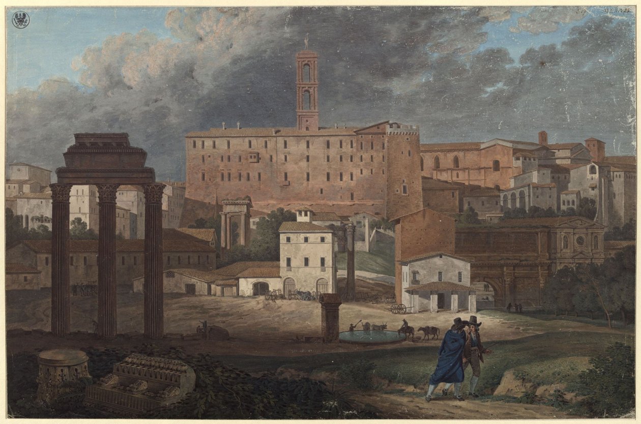 Widok Kapitolu w Rzymie od strony Campo Vaccino autorstwa Karl Friedrich Schinkel