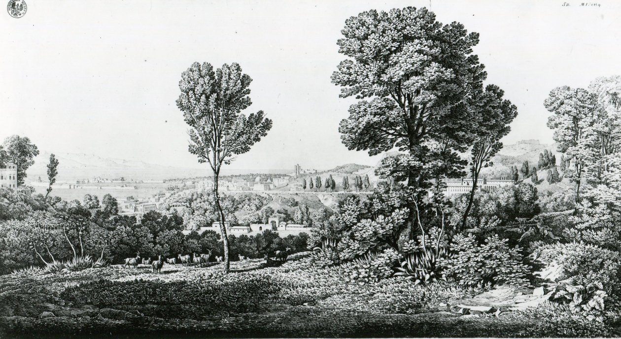Widok na Mesynę i przeciwległe wybrzeże Kalabrii autorstwa Karl Friedrich Schinkel