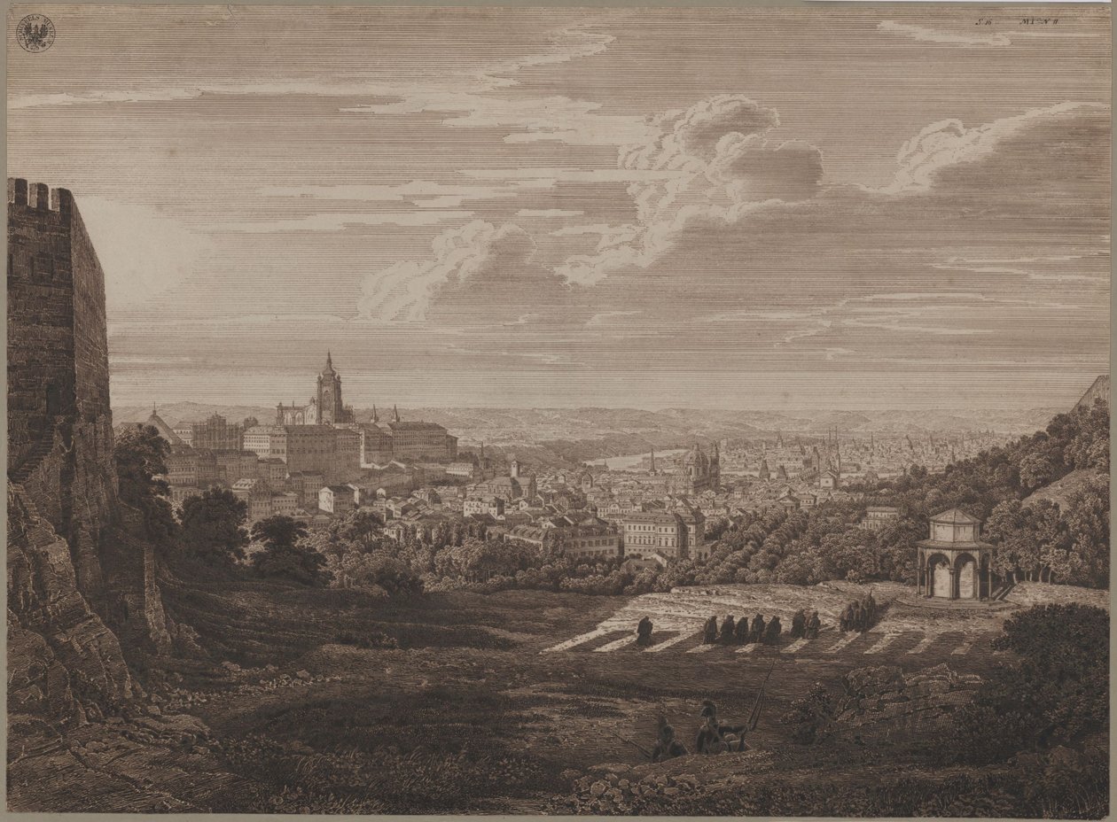 Widok na Pragę z wzgórza św. Wawrzyńca autorstwa Karl Friedrich Schinkel