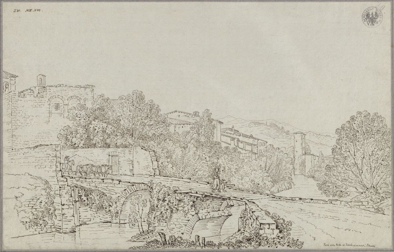 Widok na Rieti w Apeninach z mostem nad Velino autorstwa Karl Friedrich Schinkel