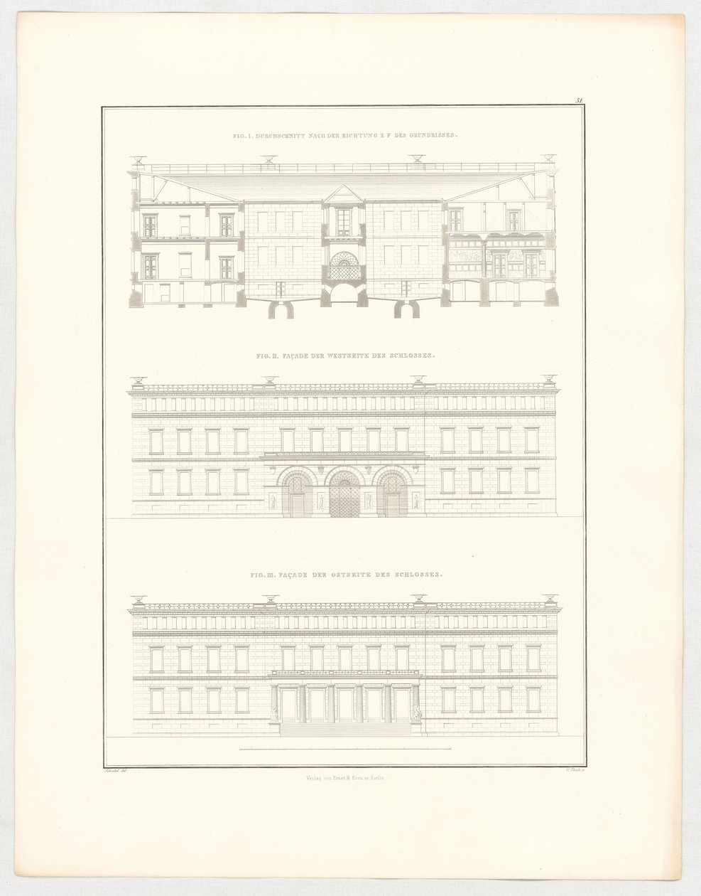 Widoki zamku w Krzescowicach, arkusz 51 z serii „Zbiór projektów architektonicznych” autorstwa Karl Friedrich Schinkel