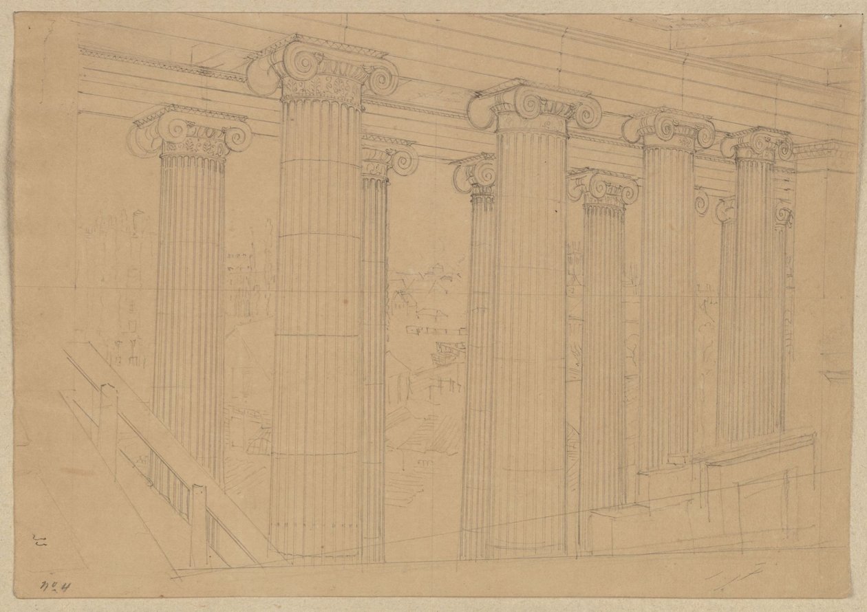 Berlin. Altes Museum przy Lustgarten. Widok z hali podczas budowy autorstwa Karl Friedrich Schinkel