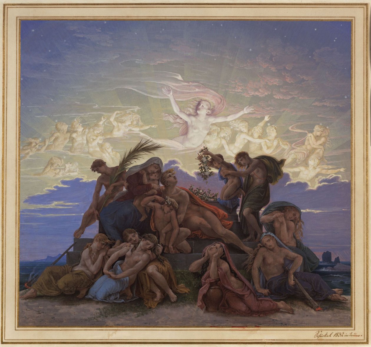 Berlin. Stare Muzeum przy Lustgarten. Projekt malowidła ściennego „Żałoba przy kurhanie” autorstwa Karl Friedrich Schinkel