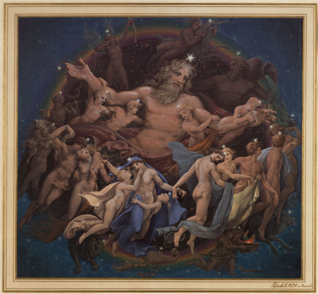 Berlin. Stare Muzeum przy Lustgarten. Projekt malowidła ściennego „Uran i taniec gwiazd” autorstwa Karl Friedrich Schinkel