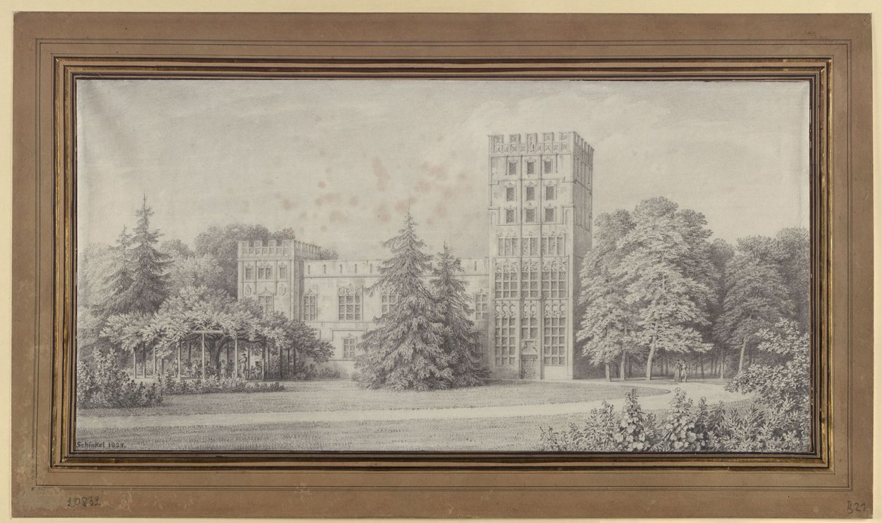Berlin. Dom kawalerski na Wyspie Pawiej. Widok autorstwa Karl Friedrich Schinkel