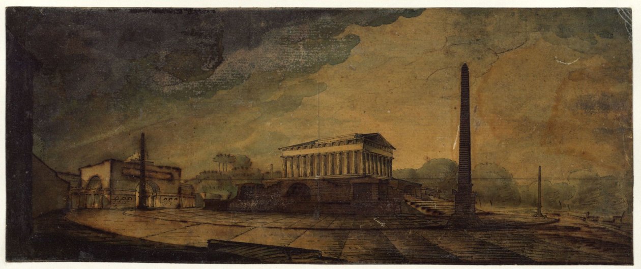 Berlin, Leipziger Platz. Projekt pomnika Fryderyka II Wielkiego autorstwa Karl Friedrich Schinkel