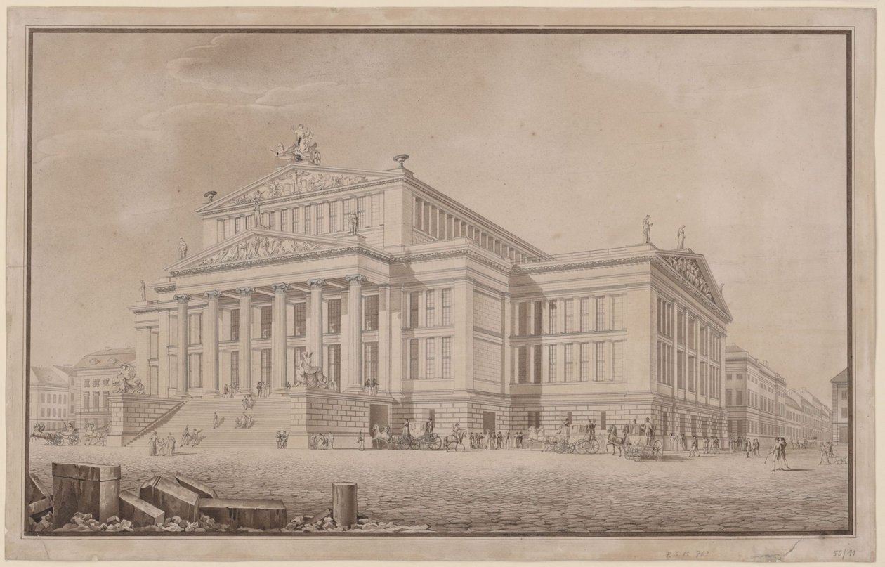 Berlin. Schauspielhaus przy Gendarmenmarkt. Widok perspektywiczny autorstwa Karl Friedrich Schinkel