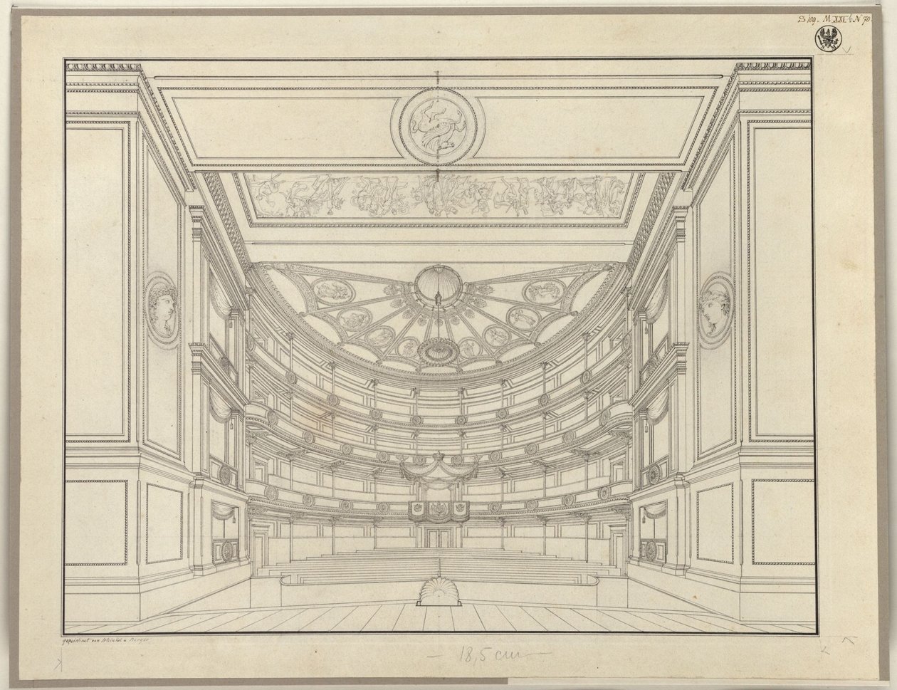 Berlin. Teatr Schauspielhaus na Gendarmenmarkt, sala widowiskowa autorstwa Karl Friedrich Schinkel