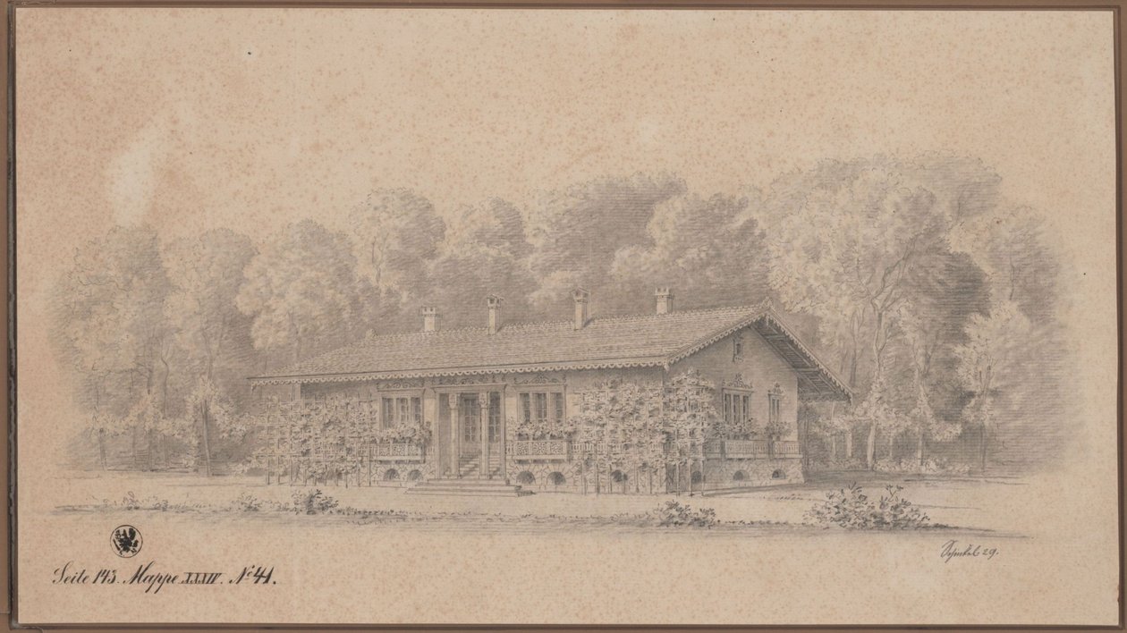 Berlin. Dom w stylu szwajcarskim na Wyspie Pawów. Widok autorstwa Karl Friedrich Schinkel