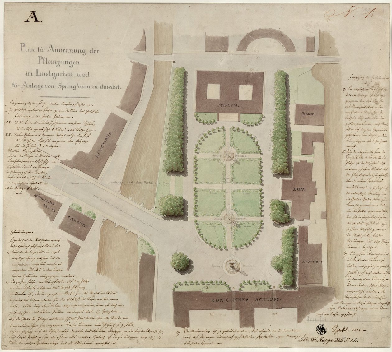 Berlin, Unter den Linden. Projekt zagospodarowania Lustgarten autorstwa Karl Friedrich Schinkel