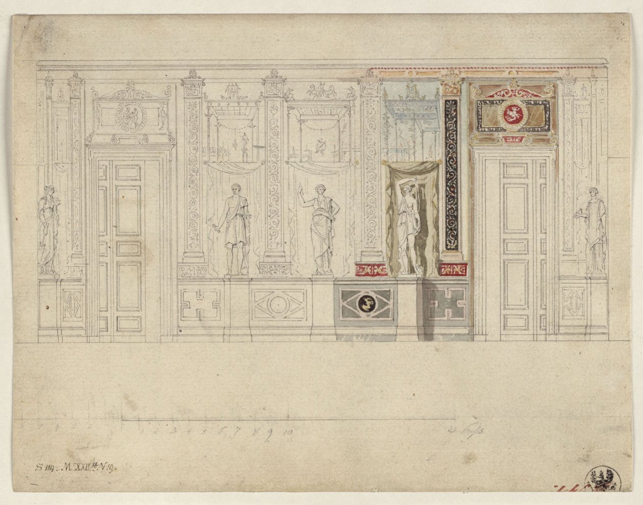 Berlin, Wilhelmstraße 102. Pałac księcia Albrechta Pruskiego, projekt owalnej jadalni autorstwa Karl Friedrich Schinkel