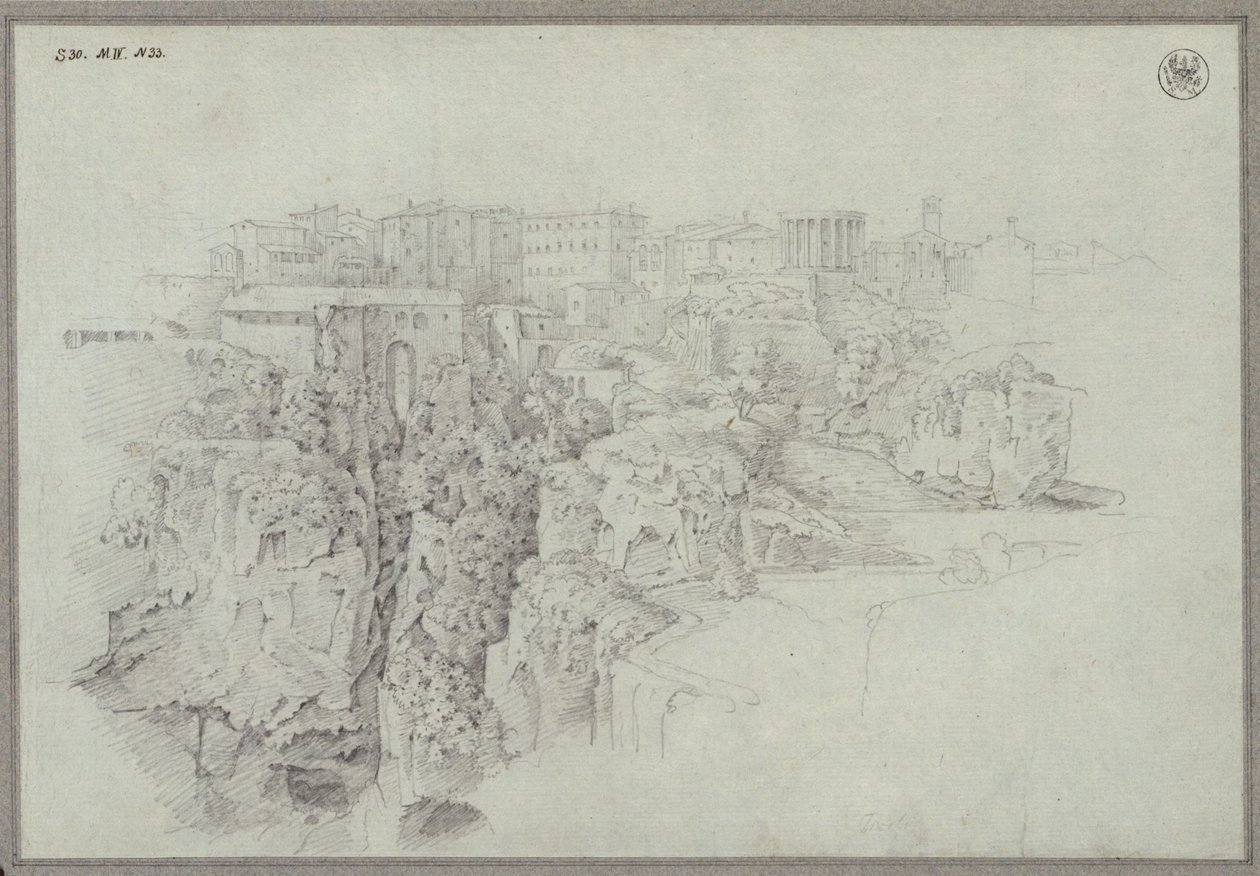 Widok na Tivoli ponad doliną Aniene autorstwa Karl Friedrich Schinkel