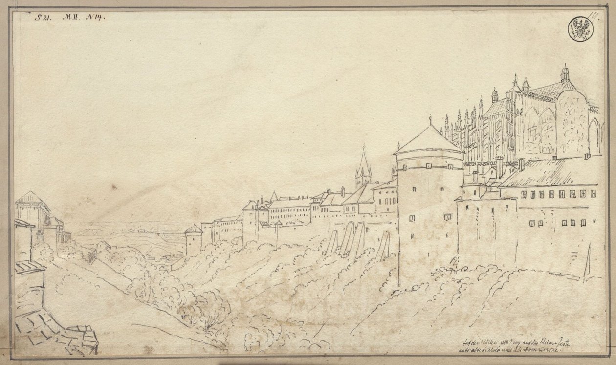 Widok na Hradczany w Pradze z chórem katedry św. Wita autorstwa Karl Friedrich Schinkel