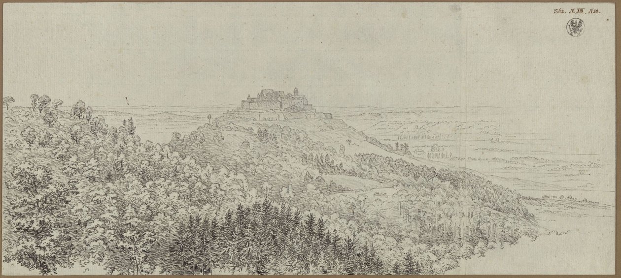 Widok na twierdzę Veste Coburg od strony północnej autorstwa Karl Friedrich Schinkel
