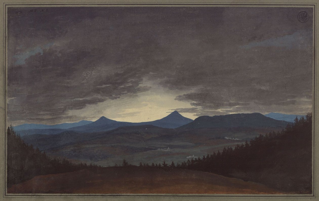 Czeski łańcuch górski o zmierzchu autorstwa Karl Friedrich Schinkel