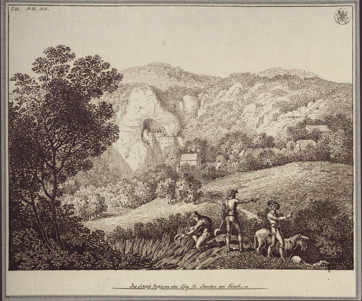 „Zamek Lueg czyli Predjama, 12 godzin od Triestu” autorstwa Karl Friedrich Schinkel