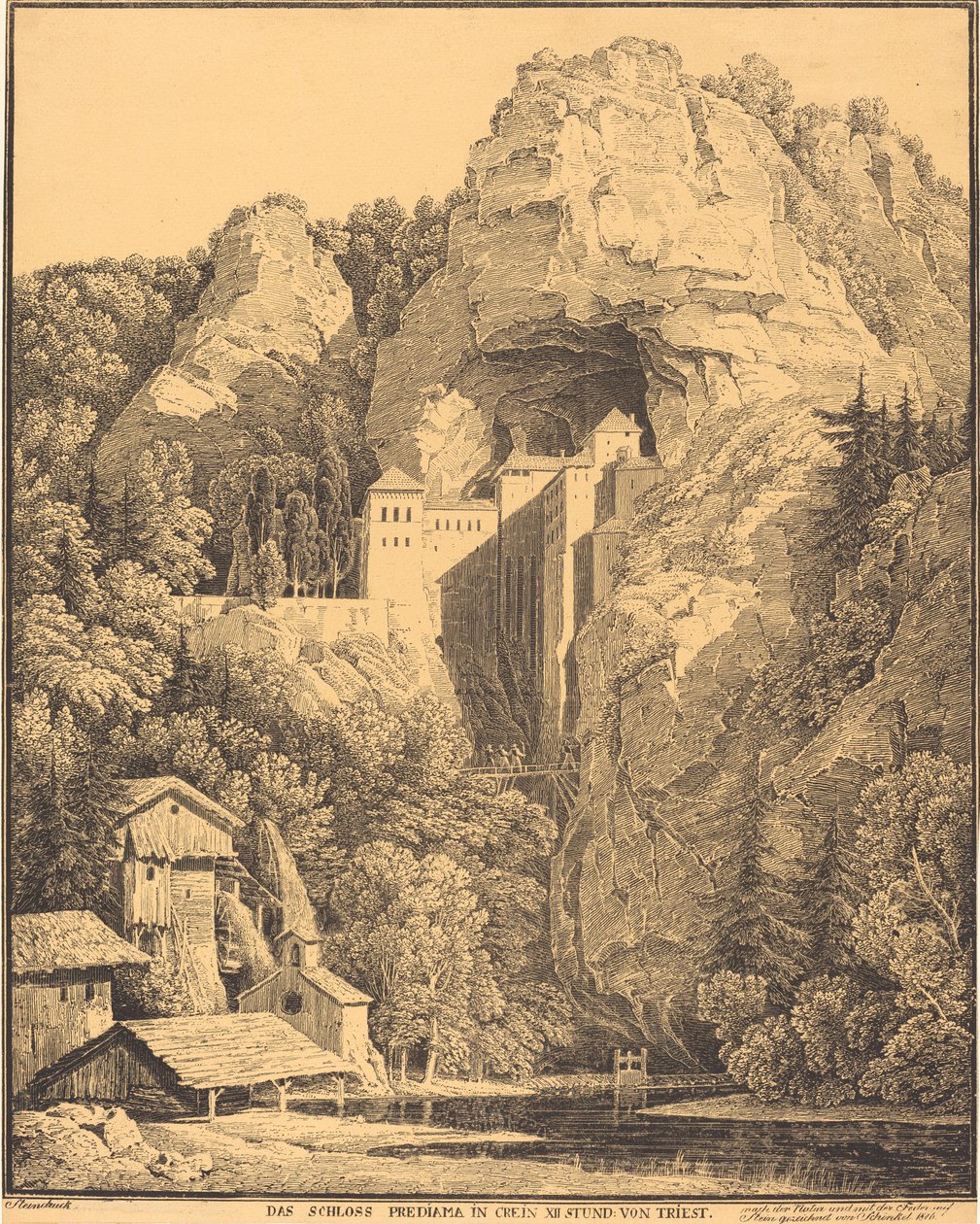 Zamek Prediama w Crein XII godzina: z Triestu (Zamek Prediama w Carniola, 12 godzin z Triestu) autorstwa Karl Friedrich Schinkel