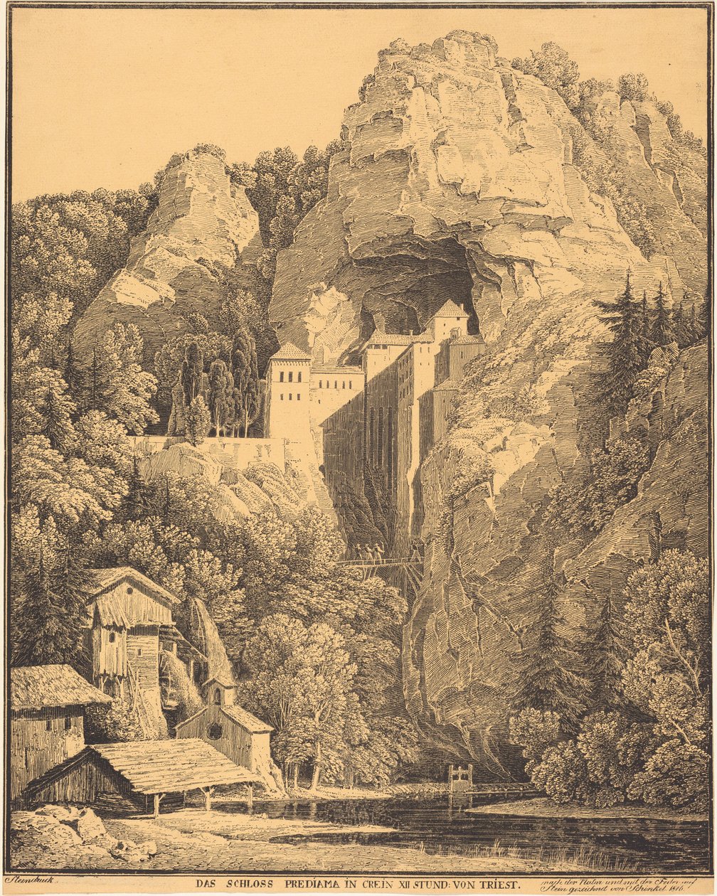 Zamek Prediama w Karyntii: dwanaście godzin drogi od Triestu (Zamek Predjama w Karyntii, dwanaście godzin drogi od Triestu) autorstwa Karl Friedrich Schinkel